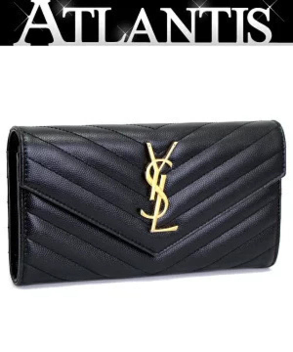 Saint Laurent Paris Zip around Long Wallet Leather Black